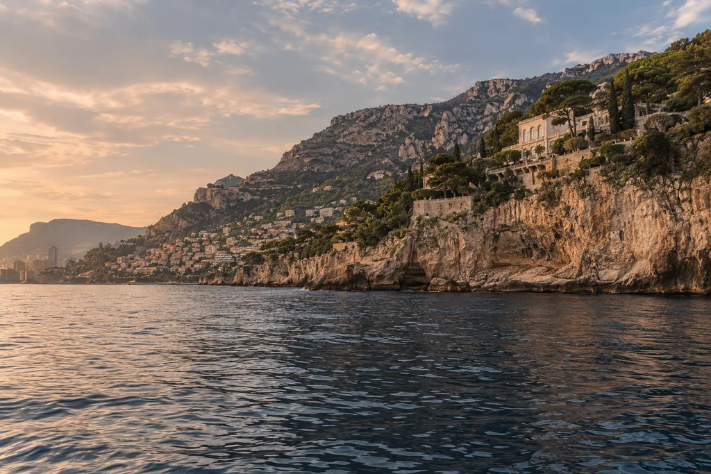 Cap-d’Ail and the western coast viewed from sea near Monaco