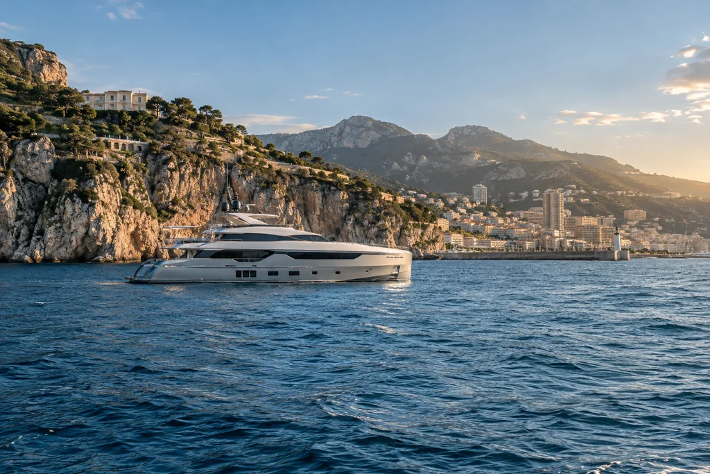 Vue du littoral depuis la mer pour préparer un parcours autour de Monaco