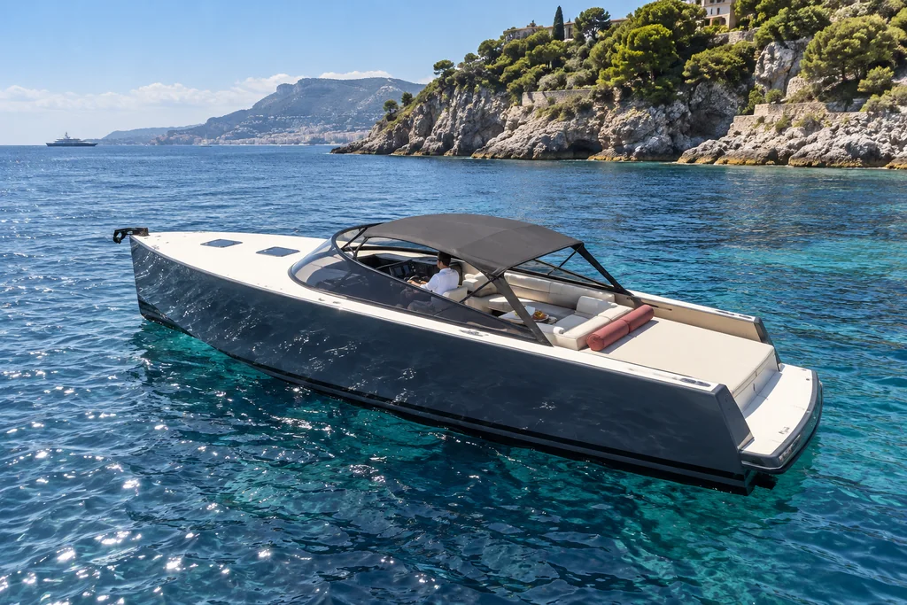 Original VanDutch 40 on the water near Cap d'Ail